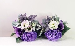 New Boho Bridesmaid Bouquets Wedding Set Of 2 Purple Roses Lavender Artifical
