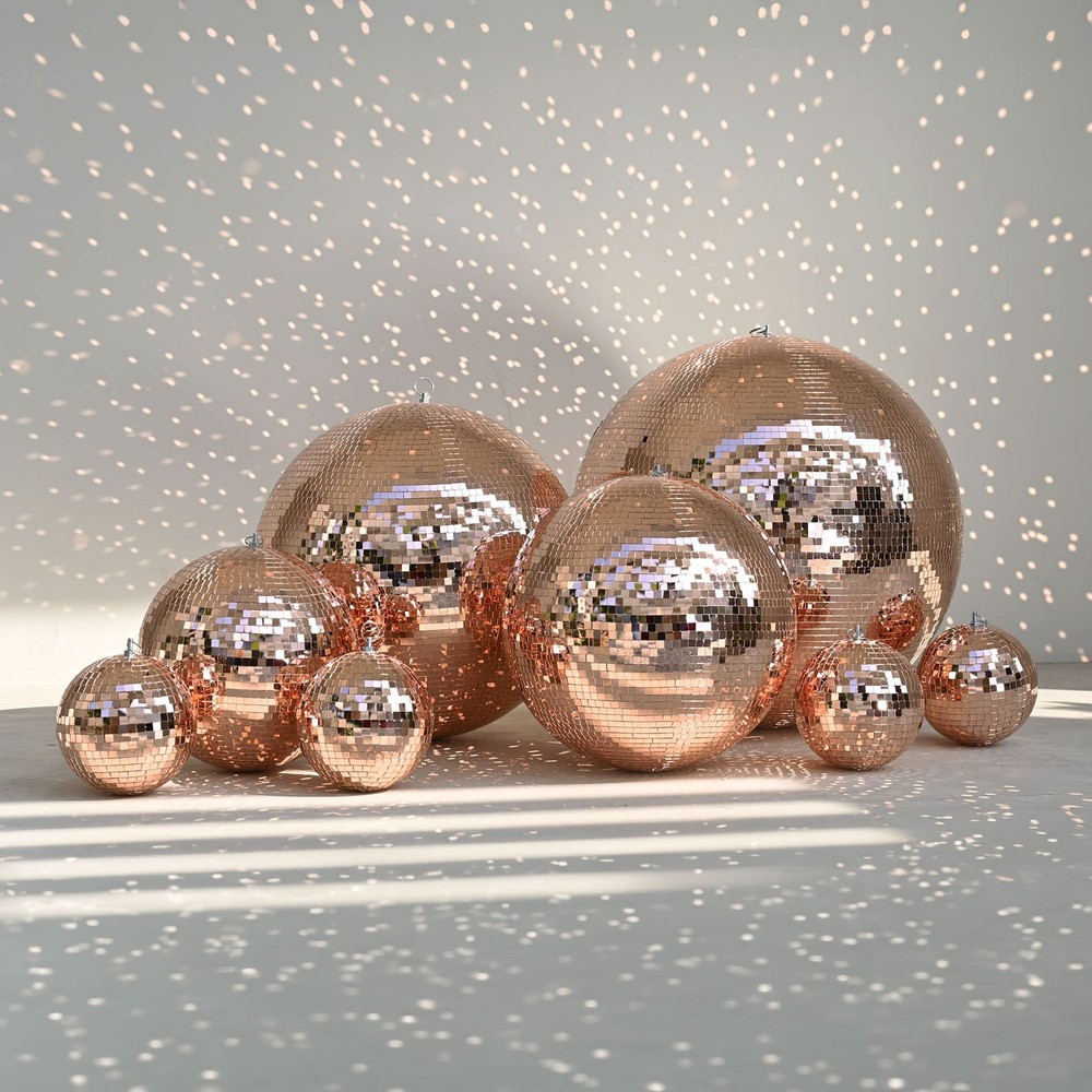 Yescom 8PCS Disco Ball Set 7″/12″/16″/20″/24″ for Party Event Wedding Rose Gold
