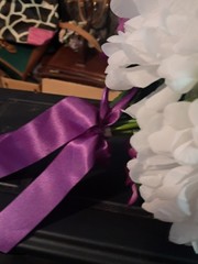 Handmade Artifial Floral Wedding Boquet Purple And White