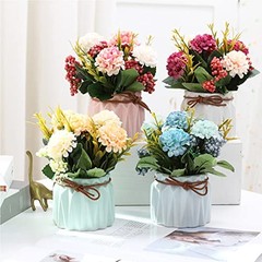 Fake Flowers in Vase for Centerpieces: 4 PCS 5.9 Inch Hydrangea in Vase – 4pcs