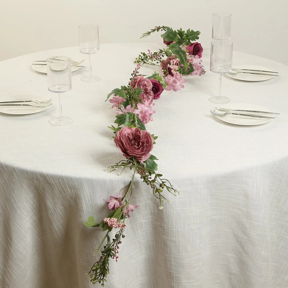 DUSTY ROSE 6 ft Artificial Rose Peony Flower Garland Wedding Party Decorations