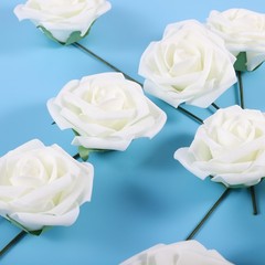 10-Pack Cream White Bridal Bouquet Flowers