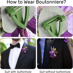 Wrist Corsage and Boutonniere Set, 1 Set Small Rose Purple Hand Flower for Prom