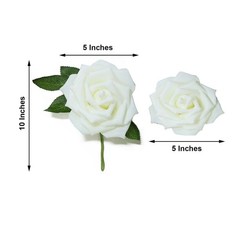 24 Ivory 5″ FOAM ROSE Flowers Stems Party Wedding Events Decorations Supplies