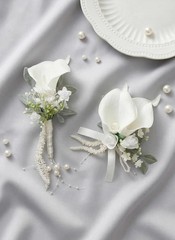 Versatile White Calla Lily Corsage and Boutonniere Set for All Special Occasions