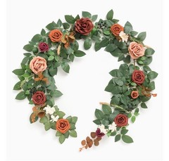 Ling’s Moment 5FT Sunset Terracotta Flower Garland w/ Eucalyptus Leaves