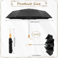 Wedding Umbrellas 21 Inch Black Pack of 12 Foldable Waterproof Windproof Stylish