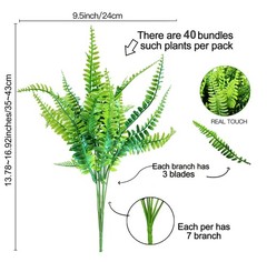40 Pcs Artificial Boston Fern Plants Bushes Outdoor Fake Flowers Bulk Greener…