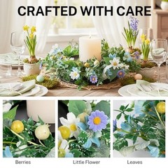 MOYEE Candle Holder Centerpieces for Tables,Candle Mixed Color Daisy Wreath