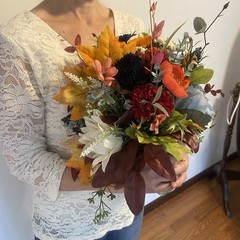 Bridal Wedding Bouquet Lovely Budget Minded Faux Bubble Pearl Blue + Fall Colors