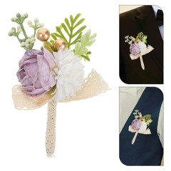 4 Pcs Groomsmen Boutonniere for Wedding Artificial Corsage Corsages