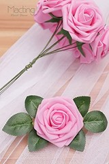Artificial Flower Rose, 30pcs Real Touch Artificial Roses for DIY Pink