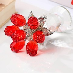 Movdyka Red Rose Crystal Flower Glass Roses Bouquet Gifts for Women Wife