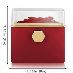 Valentine day Gift Preserved Rose In Rotating Jewelry Box Gifts with Gold Engrav