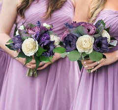 Purple Lavender Bridal Bouquet Sola Wood Wedding Flowers Artificial Bridesmaid