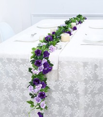 Floweroyal 2 Pack Artificial Flower Garlands 15.8FT Fake Rose 2pcs, Purple
