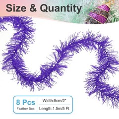 5Ft Feather Boa, 8 Pcs Artificial Fluffy Feather Boas, Dark Purple