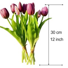 10pcs Multicolor Artificial Tulip Bundle with 5pcs Purple and 5pcs Light Purple