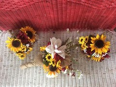 Wedding flowers bouquet complete package decorations sunflowers burg 5 bouquet