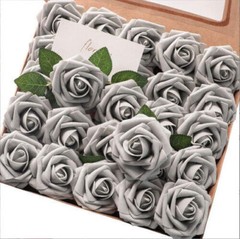 50/25 white Artificial Flower Real Looking Foam Roses Decoration DIY for Wedding
