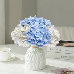 Faux Hydrangea Artificial Flowers Bulk, Fake Silk Hydrangea 50 Pcs White Blue