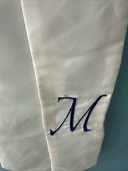 13 Large Wedding Pew Bows Long Tails Church Chair M Initial Embroidered Blue
