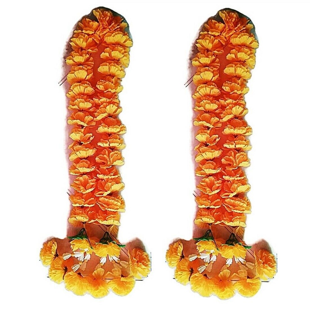 Marigold Flower Artificial Plastic Garland Decoration Wedding Party Event Orange