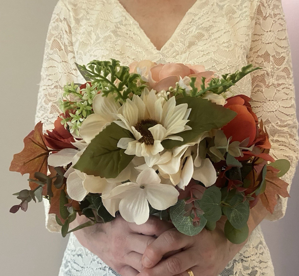 Beautiful Bridal Wedding Bouquet Budget Handmade Faux Floral Red Pink White