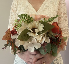 Beautiful Bridal Wedding Bouquet Budget Handmade Faux Floral Red Pink White