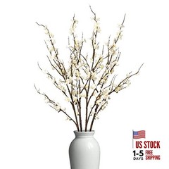 4Pcs Cherry Blossom Branches Artificial Flowers for Spring Summer Indoor White