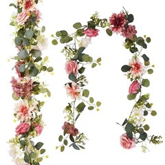 Pcs Flower Garland Decorations, 1.7Ft Flowers Rose Garland, Artificial 2 Pink