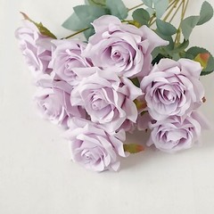 LAVENDER 2 Bushes 17″ Silk Roses Artificial FLOWERS Bouquets Party Decorations