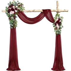 ponatia Burgundy Wedding Artificial Arch Flowers Kit (Pack of 3) with 26Ft Sh…