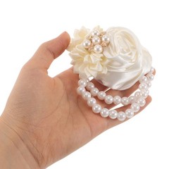 2 Pcs Hand Flower Bracelet Wedding Prom Wrist Corsage Bridal Garland