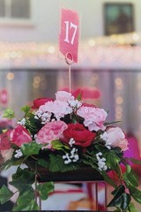 10 or 20 Floral Centerpices RED/PINKS/CORAL for WEDDING/Party Centerpieces 12″