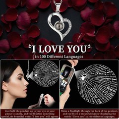 Preserved Red Real Rose, S925 Necklace with Heart I 4.7 x 4.6 x 5 inches,