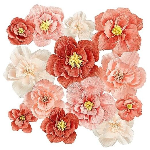 24 Pcs Tissue Paper Flowers, Crepe Paper Flowers Decorations 8″ Assorted Color