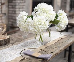 12PCS 15.4In Artificial Hydrangea Silk Flowers Bouquet Faux 12pc-white