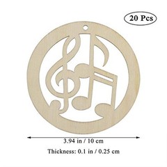20pcs Music Notes Shaped Wood DIY Craft Cutouts Musical Notes Unfinished Wood