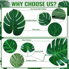 110 Pcs Artificial Tropical Palm Monstera, 7 Kinds Large Small Fake Palm Leaf