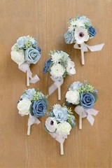 Ling’s Moment Dusty Blue Wedding Table Centerpieces Mini Bridesmaid Bouquets …