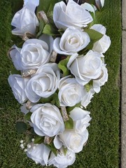 14″ White Gold Pearls Bridal Bouquet – Wedding & Anniversary Flowers