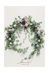 Ling’s Moment 9FT Eucalyptus and Willow Leaf Garland with White Flower, Handc…