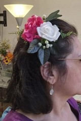 Silk Corsage – Hot Pink Geranium And White Rose With Baby’s Breath