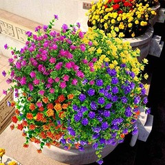 12 Bundles Outdoor Artificial Flowers UV Resistant Fake Boxwood Plants, Faux