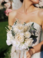 Artificial Rose Flower Bridesmaid Bouquet 11.8″ Wedding Party Decor