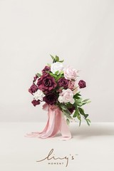 Elegant Marsala & Blush Wedding Bouquet | 13 Inch Burgundy Bridal Floral Decor