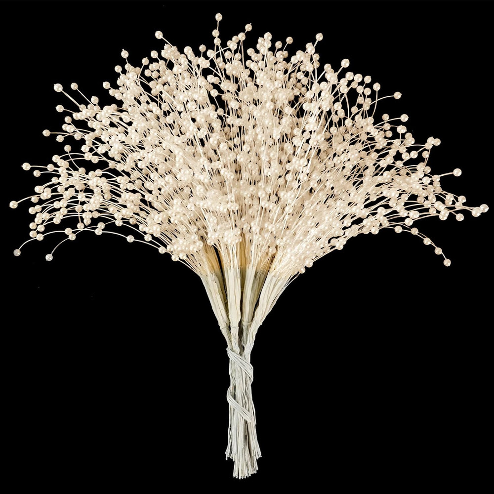 100Pcs Beaded Stick Bride Wedding Pearl Bouquet Party Decoration, 4Mm String Pea