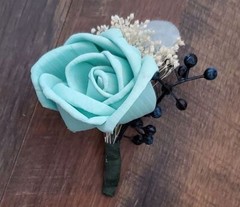 Dusty Blue Mint Green Bridal Bouquet Sola Wood Rose Artificial Wedding Flowers