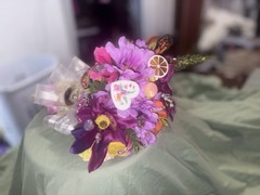 Handmade Purple Antique Brooch Artificial Flower Butterfly Wedding Bouquet